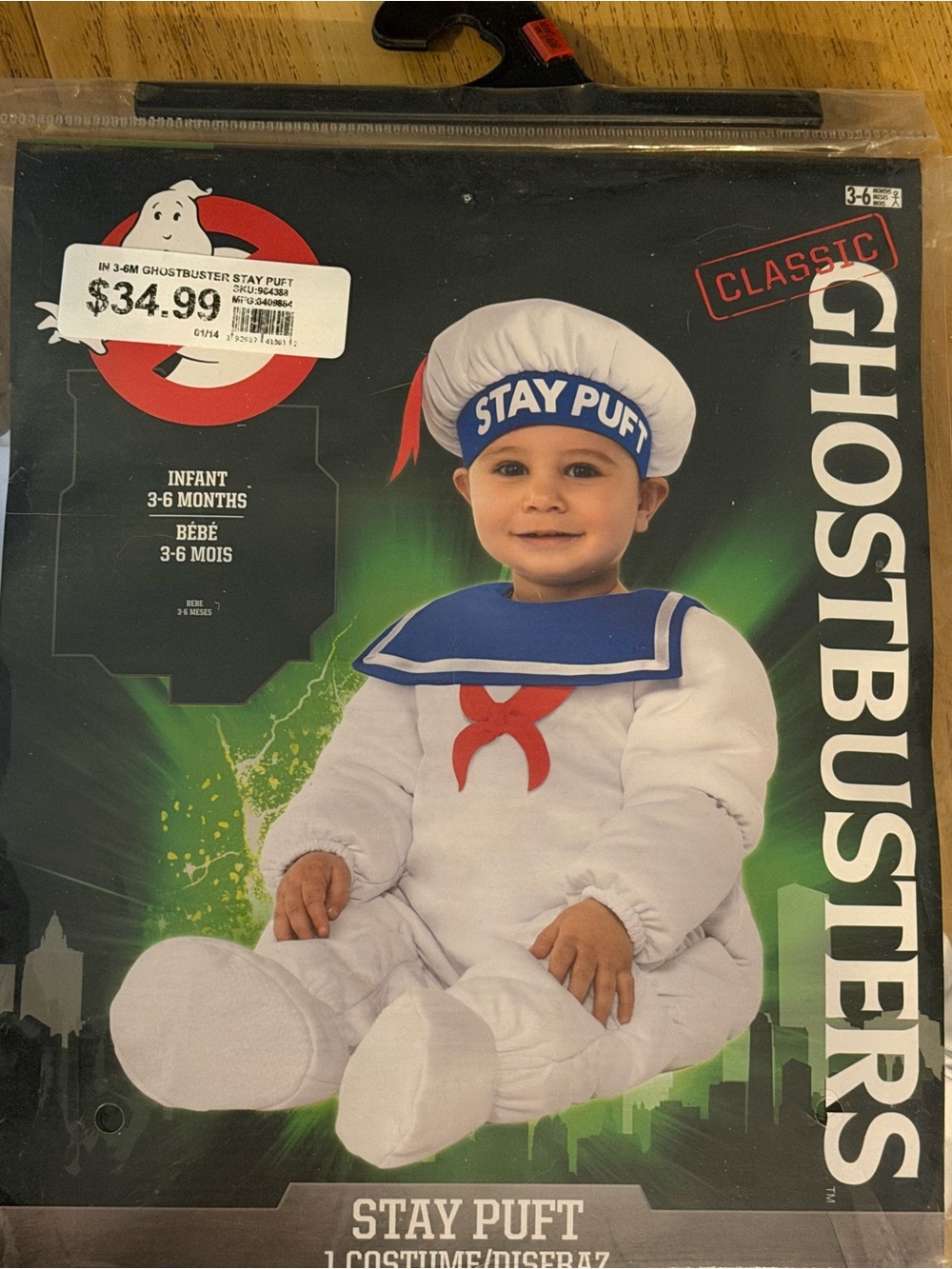 Stay Puft Infant Costume - ghostbusters marshmallow man 3-6 months baby